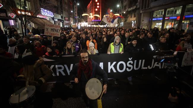 Thousands protest against government in Serbia