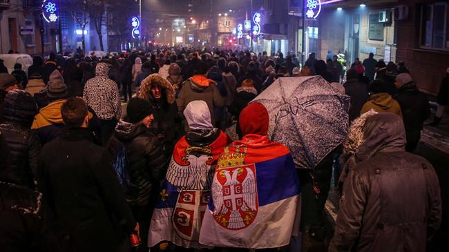 Thousands brave cold for 5th week of Serbia protest 