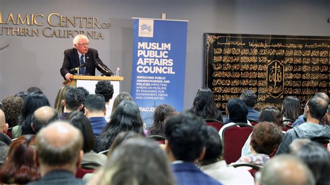 Sanders talks at US mosque following NZ massacre 