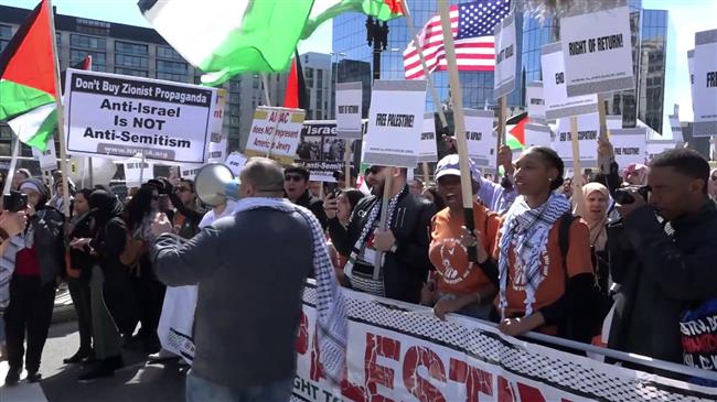 Pro-Palestinian groups protest outside AIPAC venue