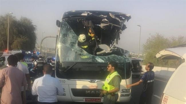 Bus hits overhead road sign in Dubai, 17 killed