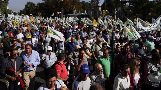 Spanish olive workers protest against low prices 