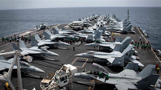 Watch US aircraft carrier conducting military drill