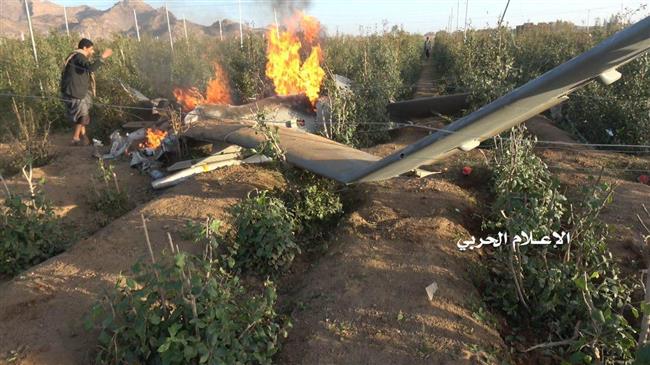 Yemeni fighters down another Saudi spy drone over Hajjah