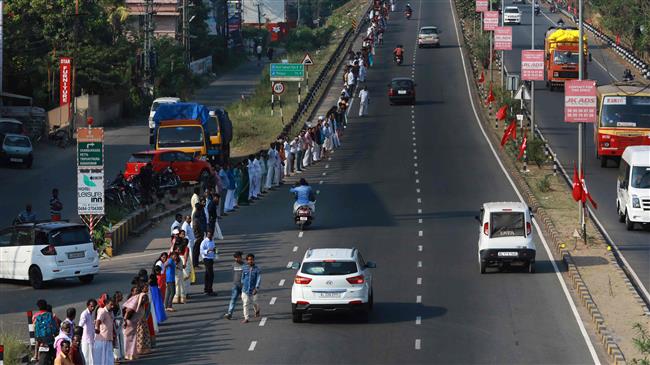 7mn Indians form 620km human chain to protest anti-Muslim law