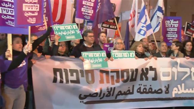 Protesters against Trump's plan  march in Tel Aviv