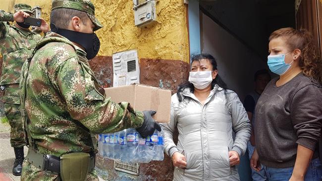 Colombia gives food donations to the poor in Bogota amid lockdown