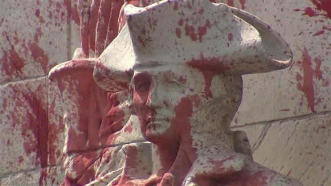 George Washington statues vandalized with red paint