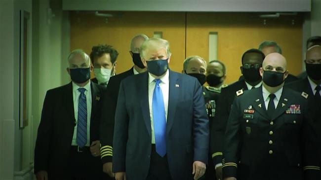 Trump wears mask in public for first time during pandemic