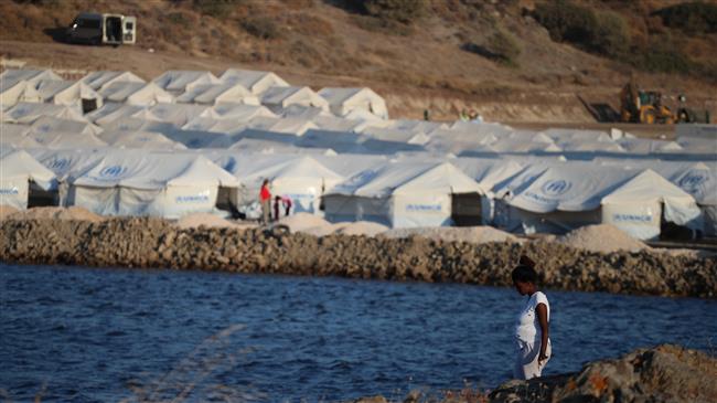 Drone shows sprawling new tent camp for Lesbos migrants