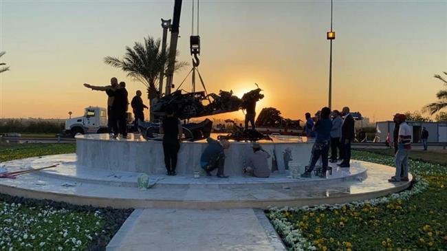 Remains of vehicle carrying Gen. Soleimani transferred to memorial site in Baghdad airport