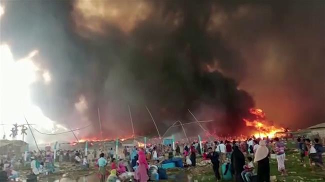 Fire sweeps through Rohingya camp in Bangladesh