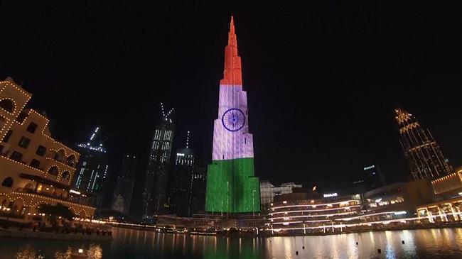 Emirati landmarks light up in solidarity with virus-stricken India