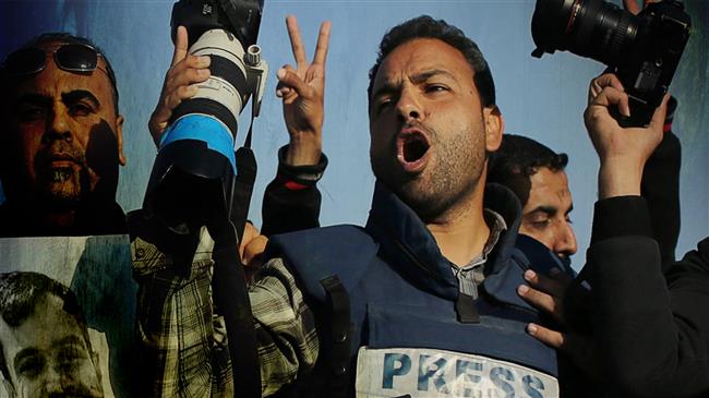 Palestinian journalists hold sit-in on World Press Freedom Day