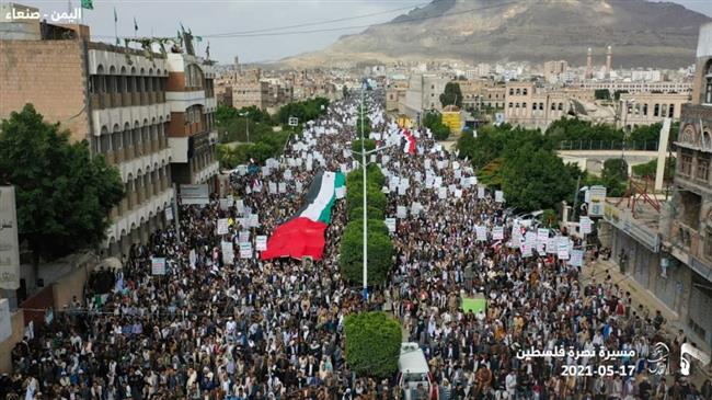 Yemenis rally in solidarity with Palestinians amid Israeli airstrikes